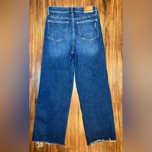 Judy Blue Jeans Womens 9/29 Straight Fit Dark Wash Stretch Denim Raw Hem